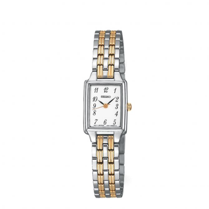 Seiko Essentials 16mm Two Tone Watch, Black and White Dial