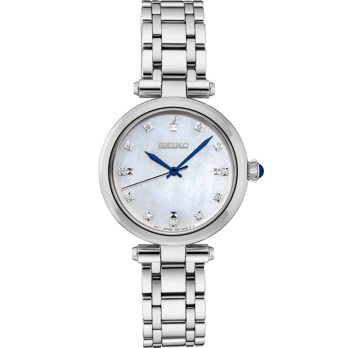 Seiko Diamonds 30mm Stainless Steel Watch, Mother of Pearl Dial