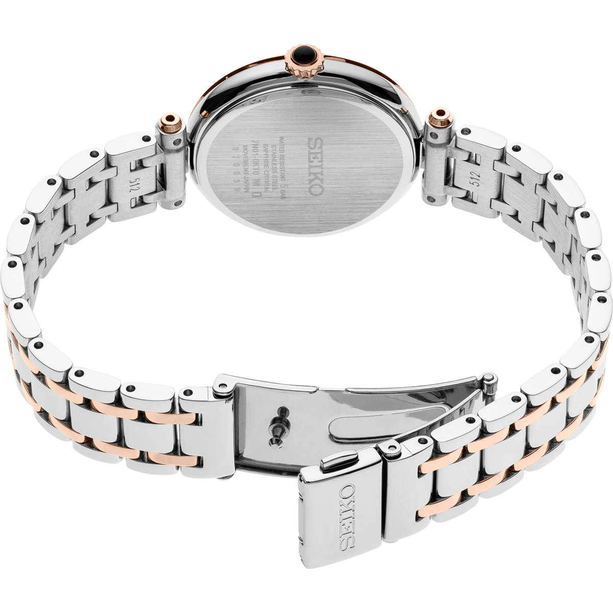 Seiko Diamonds 30mm Two Tone Watch, Rose Gold and Silver Tone Dial