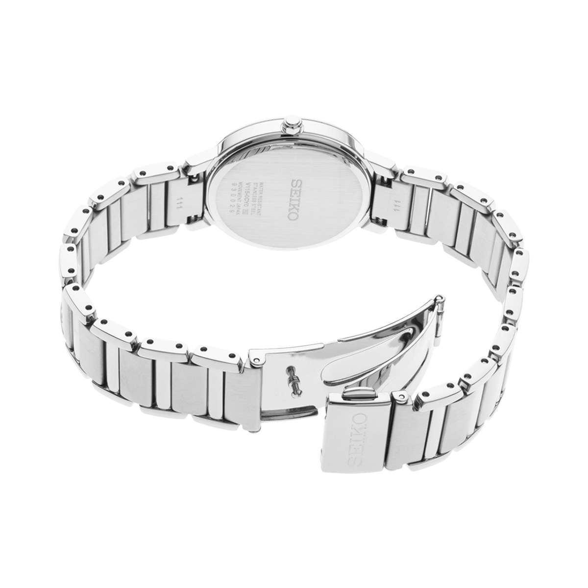Seiko Essentials Stainless Steel Watch, Blue Glitter Patterned and Crystal Dial