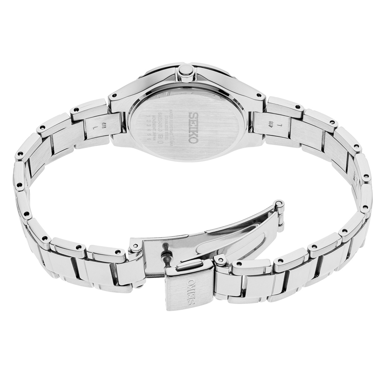 Seiko Essentials 27.4mm Stainless Steel Watch, Pink Dial
