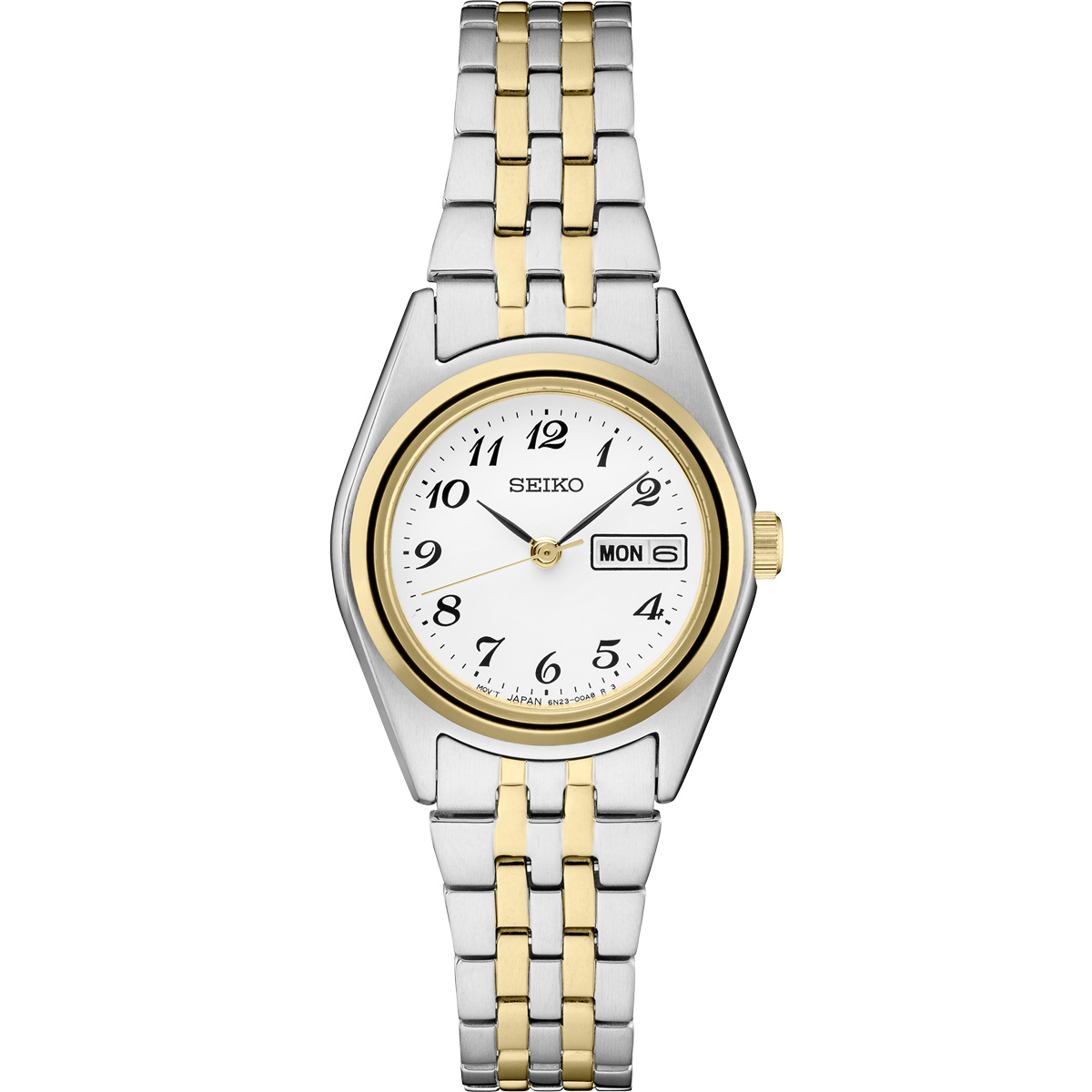 Seiko Essentials 25.5mm Two Tone Stainless Steel Watch, White Dial