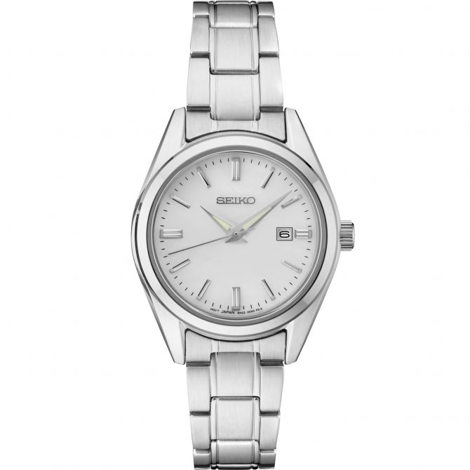 Seiko Essentials 29.8mm Stainless Steel Watch, Silver Dial