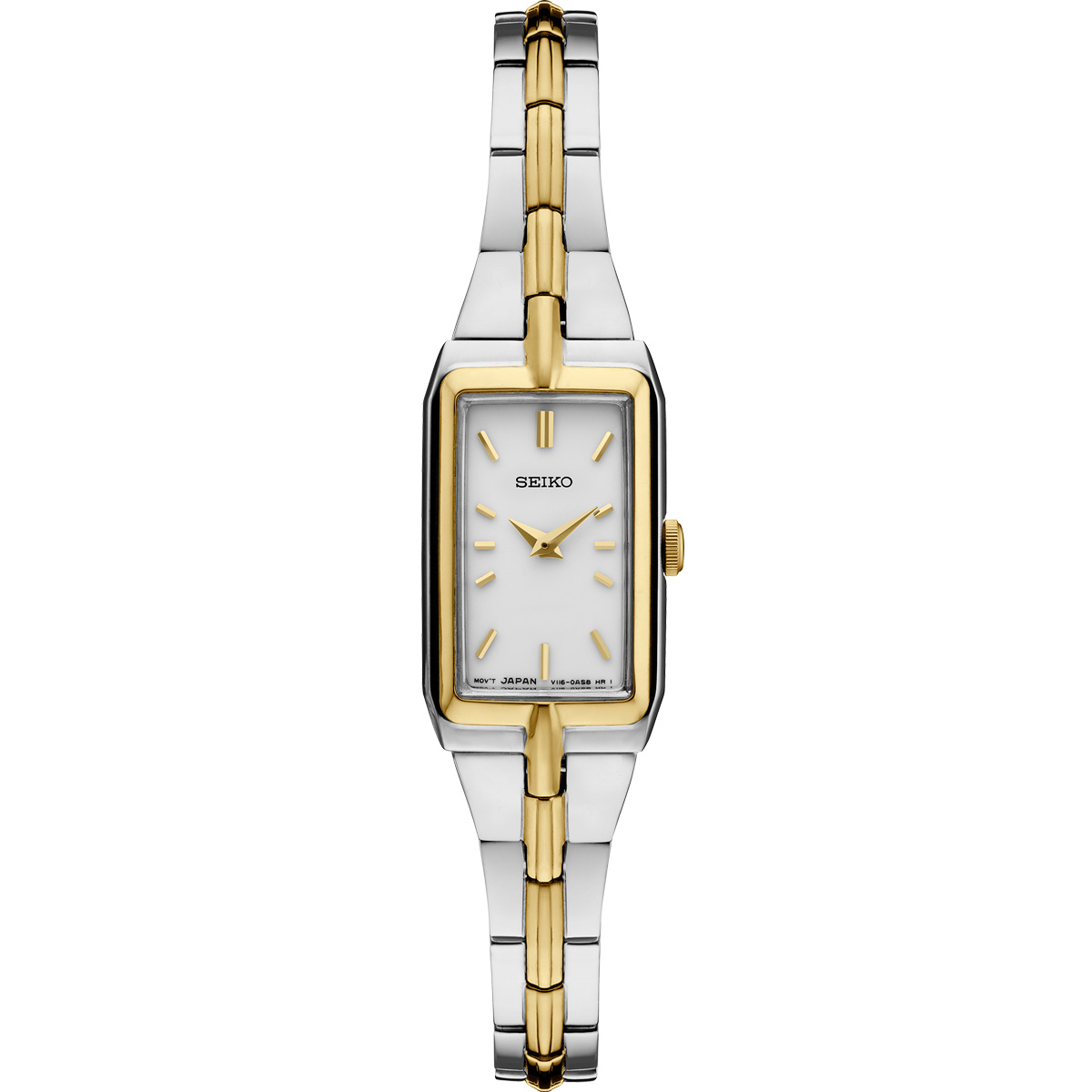 Seiko Essentials Gold Two Tone Stainless Steel Watch, White Dial
