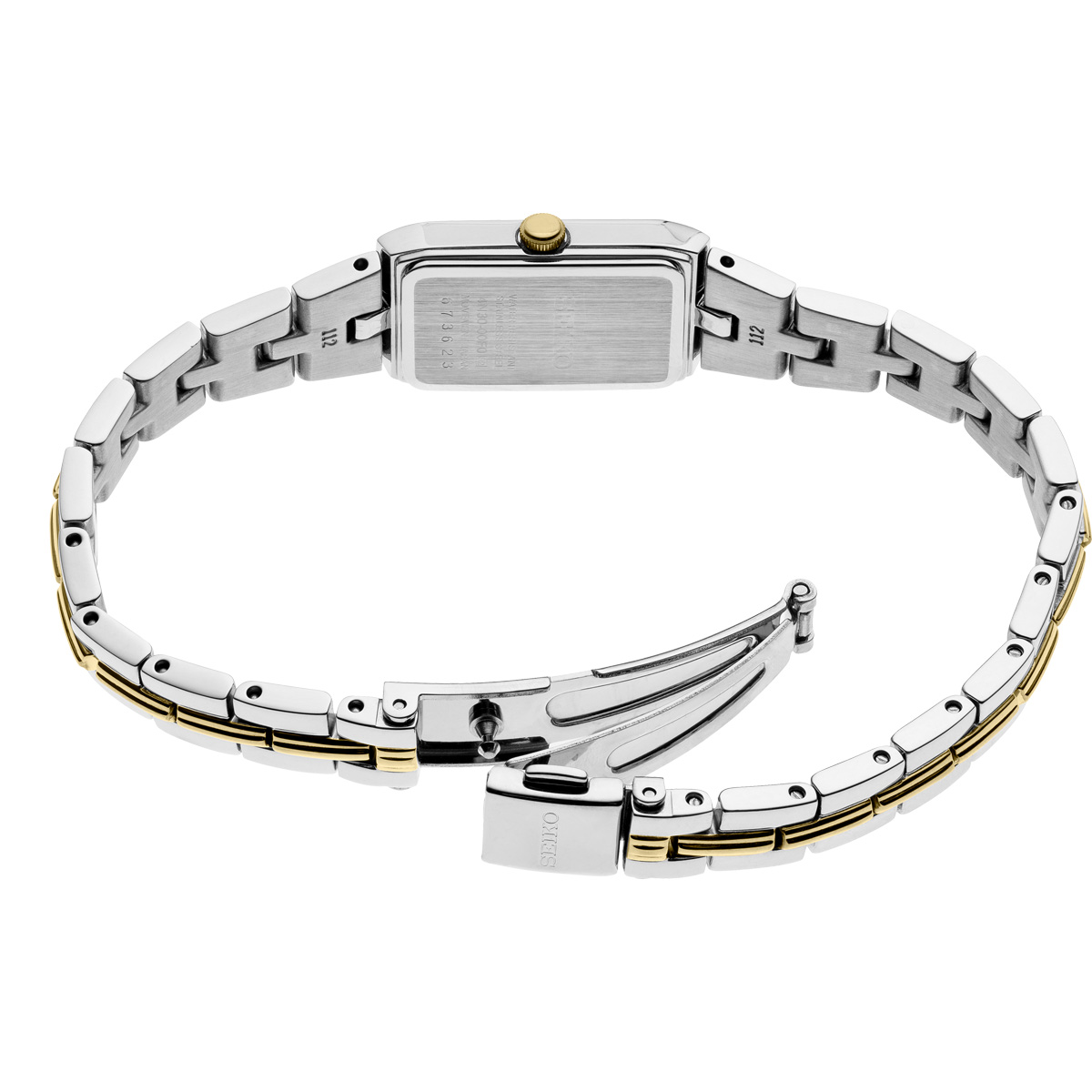 Seiko Essentials Gold Two Tone Stainless Steel Watch, White Dial