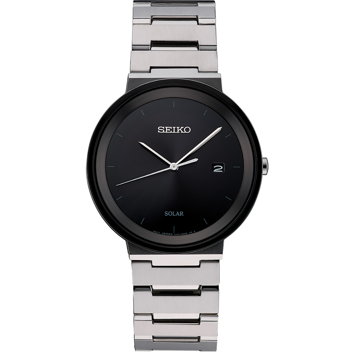 Seiko Essentials 40mm Stainless Steel Watch, Black Dial