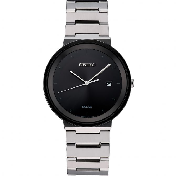 Seiko Essentials 40mm Stainless Steel Watch, Black Dial