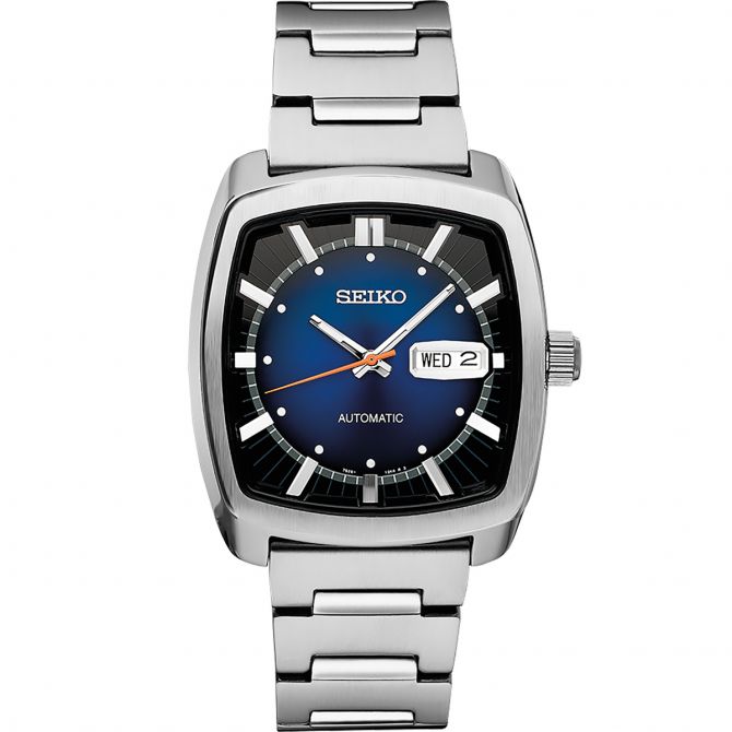 Seiko Recraft 39.5mm Stainless Steel Watch, Blue Dial