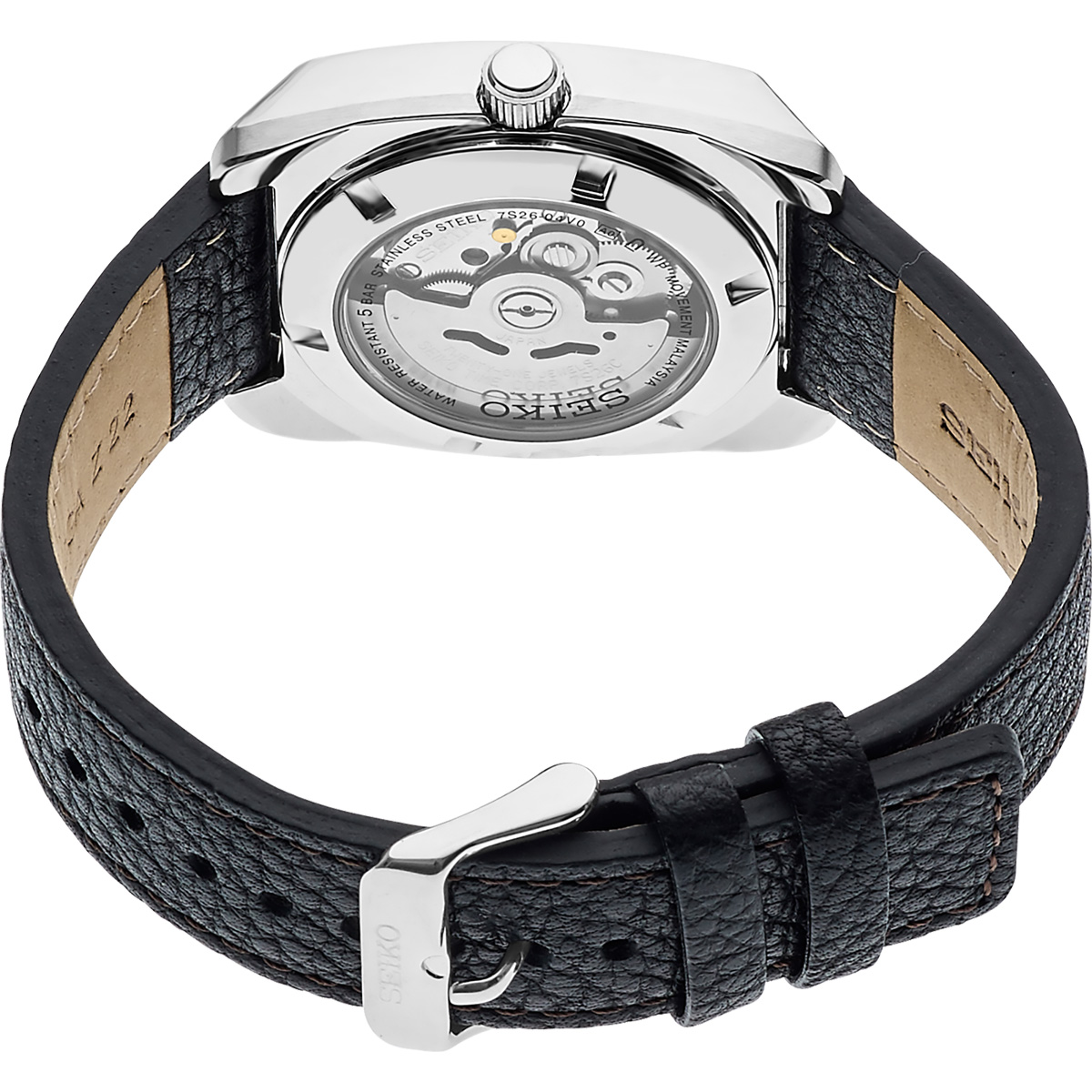 Seiko Recraft 39.5mm Brown Leather Watch, Green Dial