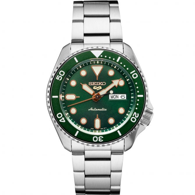 Monica udlejeren Miniature Seiko 5 Sport 42.5mm Stainless Steel Watch, Green and Rose Gold Dial |  SRPD63 | Borsheims