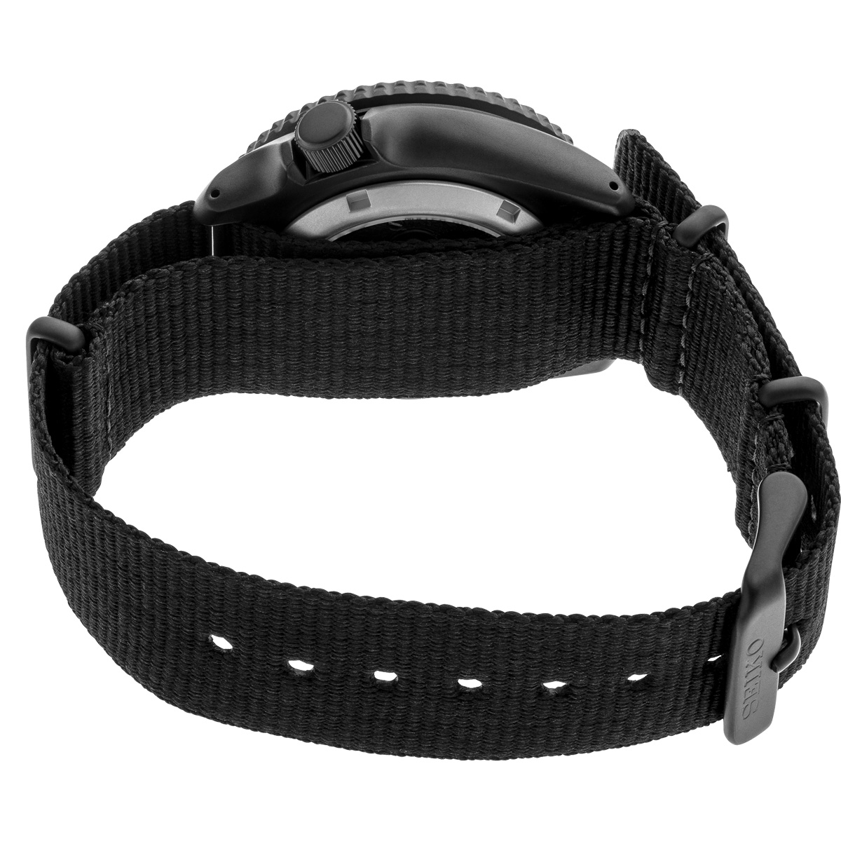 Seiko 5 Sports 42.5mm Black Nylon Watch, Red and Black Dial