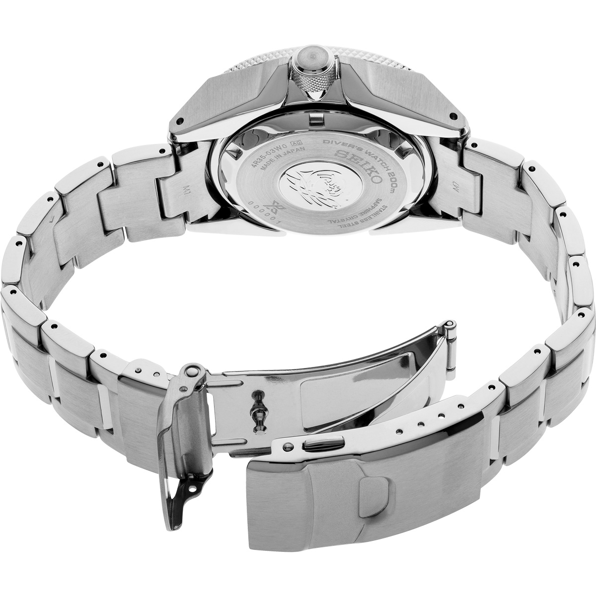 Seiko Prospex 44mm Automatic Diver Stainless Steel Watch, Black Patterned Dial