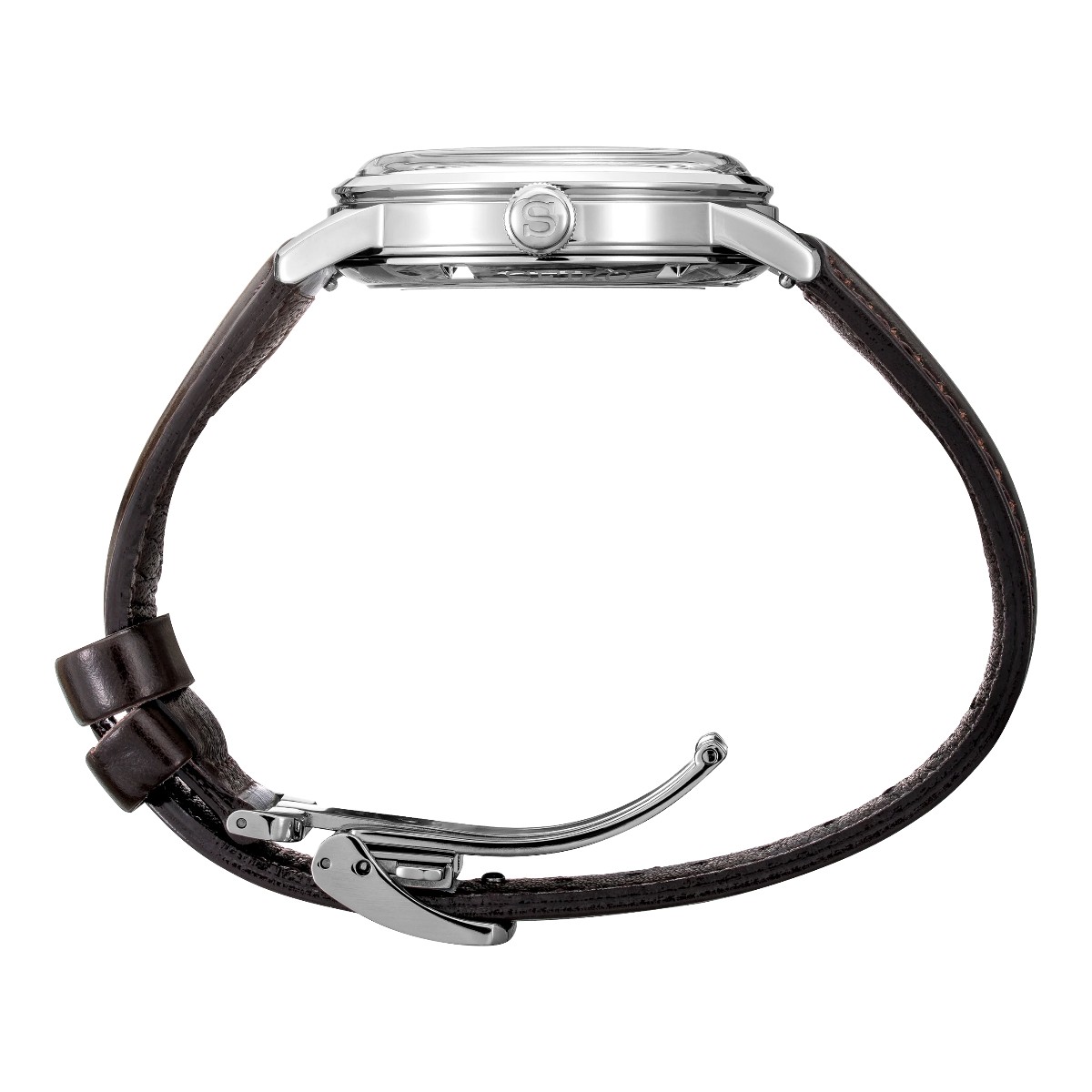 Seiko Presage Cocktail Time 38.5mm Dark Brown Leather Watch, Gradated Deep Red Dial