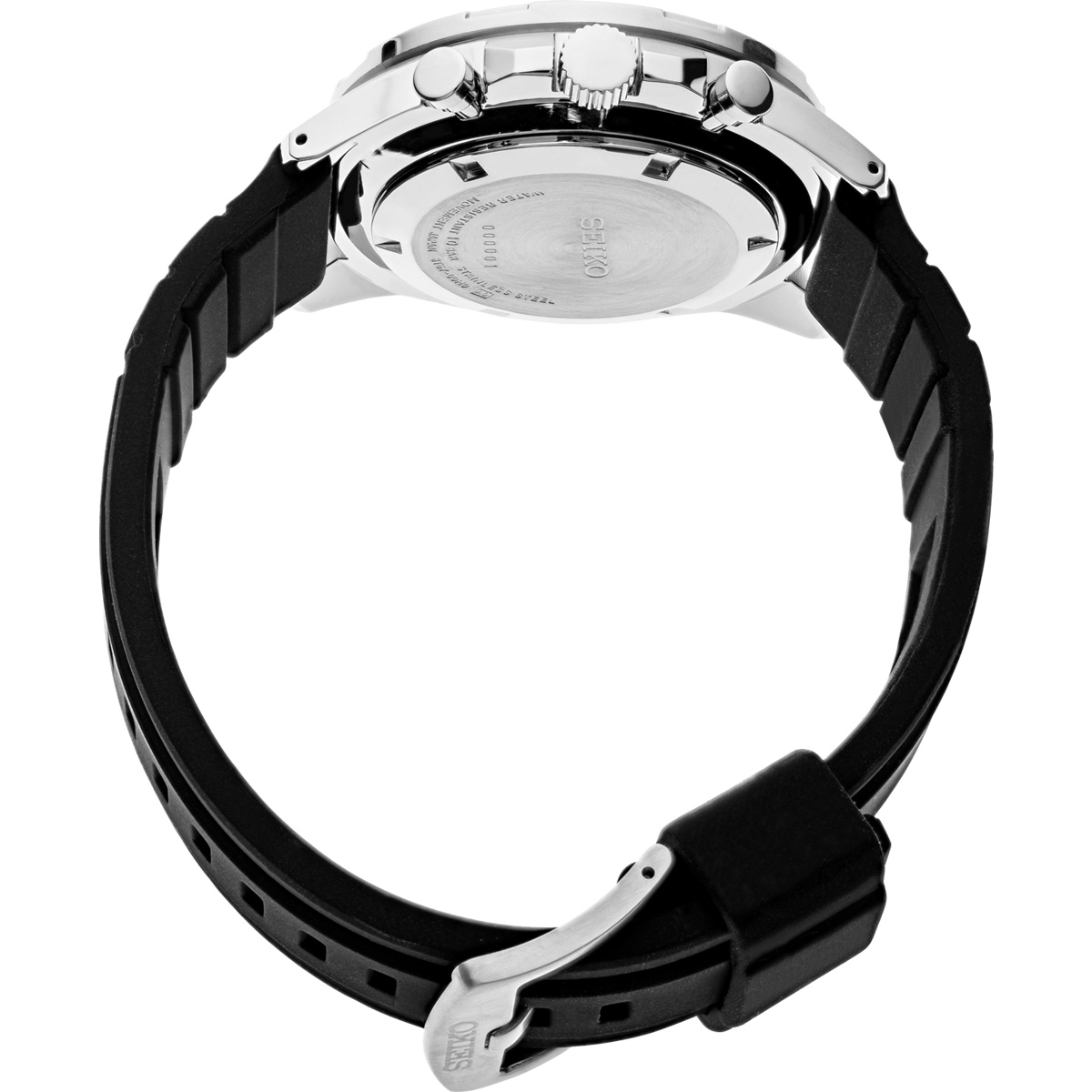 Seiko Essentials 43.9mm Analog Black Silicone Watch, Red and Black Dial
