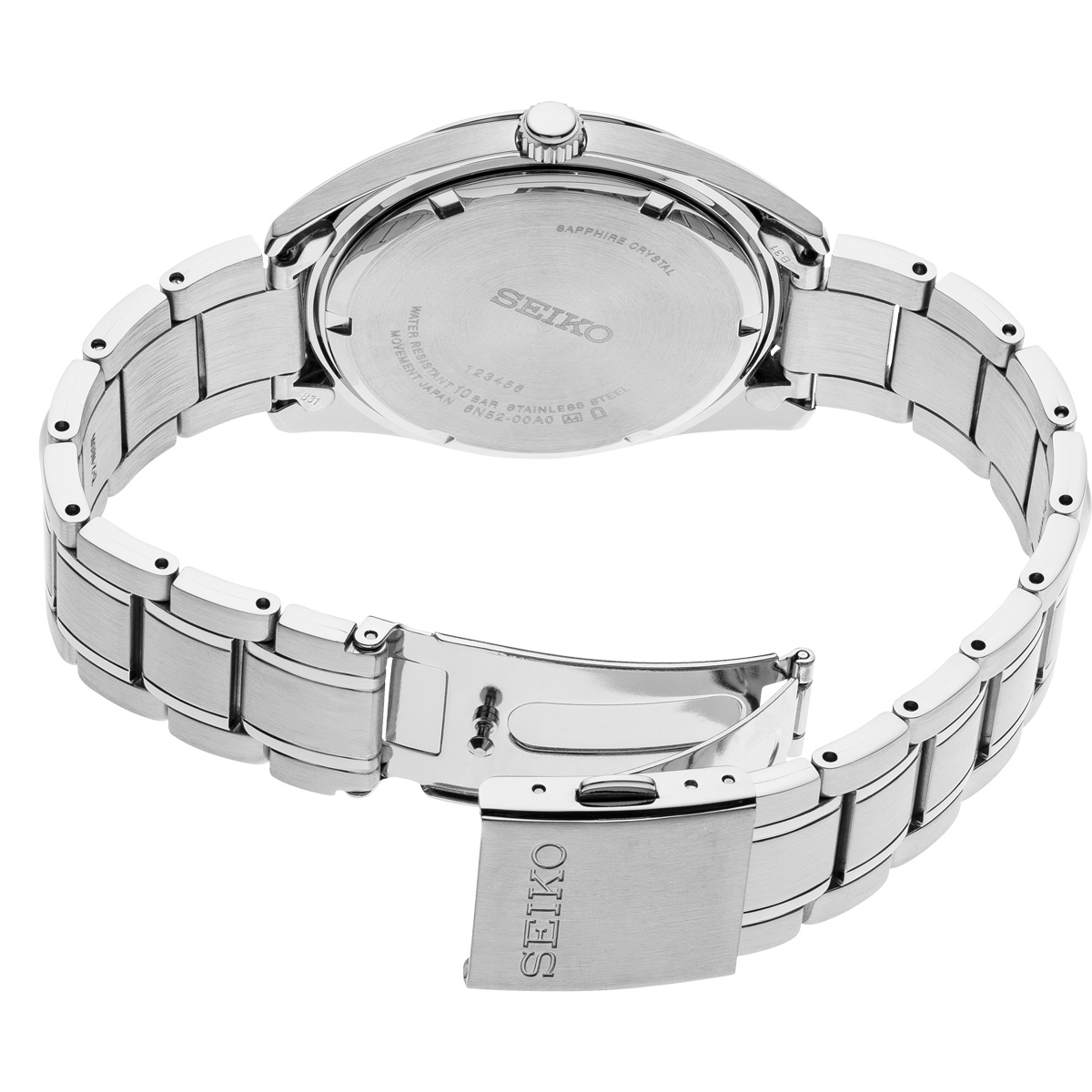 Seiko Essentials 40.2mm Stainless Steel Watch, Navy Blue and Silver Dial