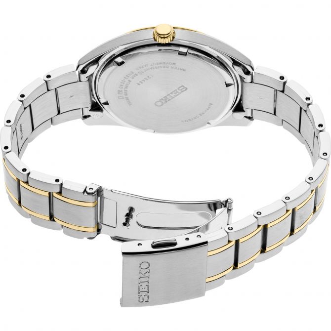 Seiko Essentials 40.2mm Two Tone Watch, White Dial | SUR312