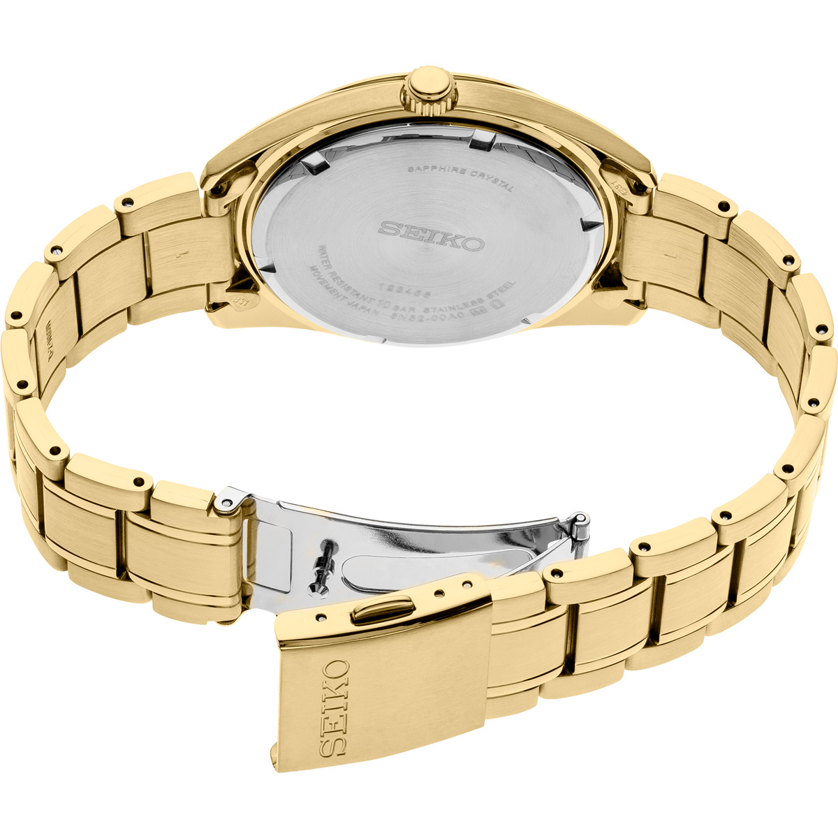 Seiko Essentials 40.2mm Gold Tone Watch, Gold and White Dial