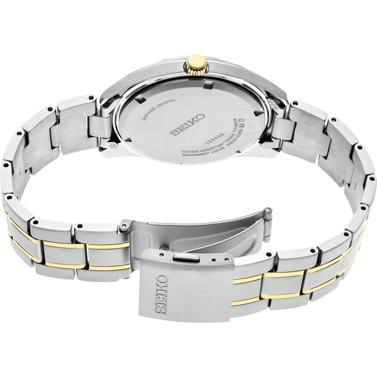 Seiko Essentials 40.2mm Gold Tone Watch, Green Sunray Dial