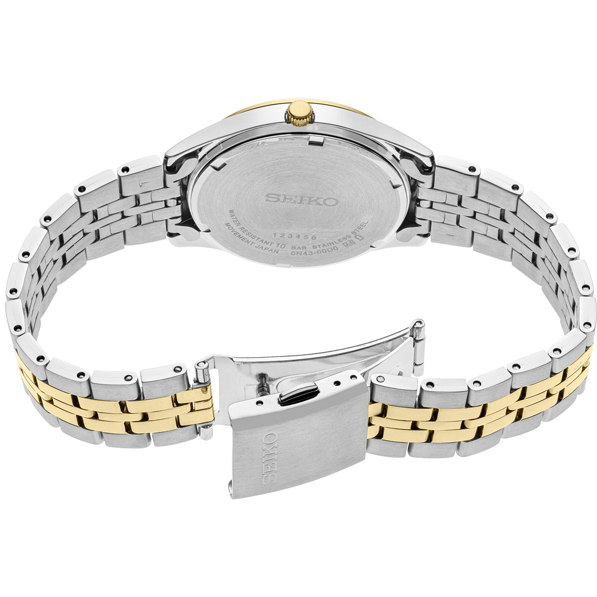 Seiko Essentials Two Tone Stainless Steel Watch, White Sunray Dial