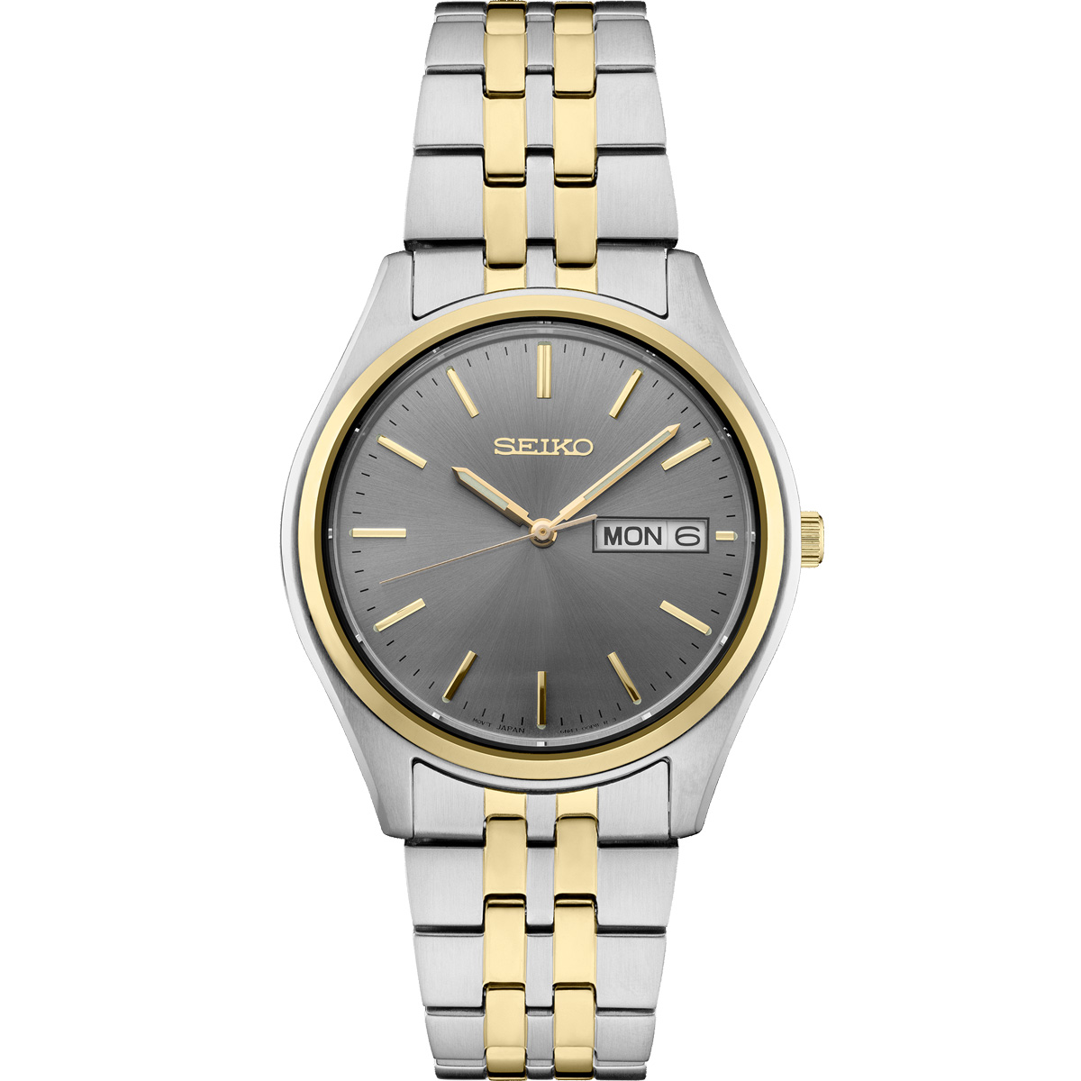 Seiko Essentials Two Tone Stainless Steel Watch, Charcoal Sunray Dial ...