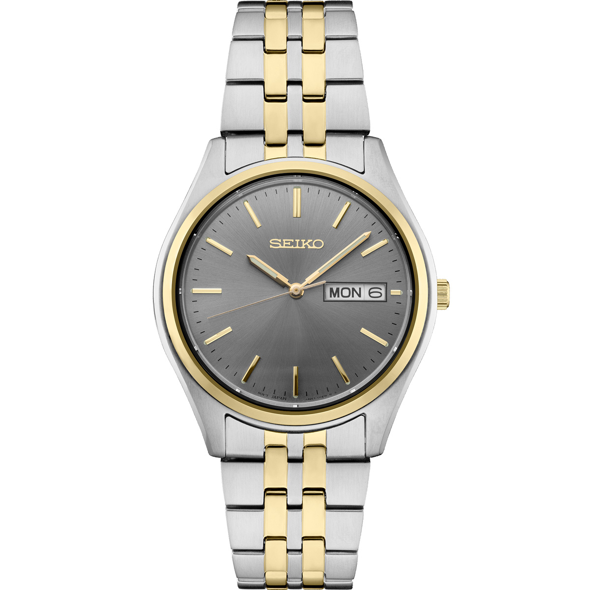 Seiko Essentials Two Tone Stainless Steel Watch, Charcoal Sunray Dial