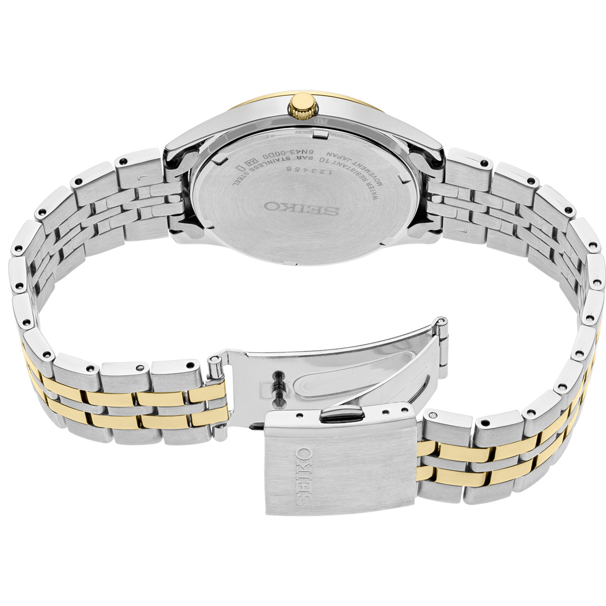 Seiko Essentials Two Tone Stainless Steel Watch, Charcoal Sunray Dial