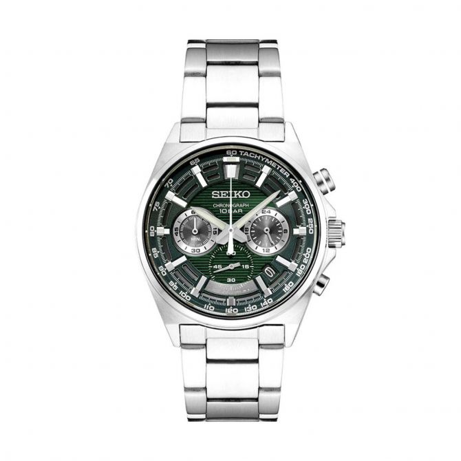 Seiko Essentials 41mm Watch Emerald Green Metallic Dial SSB405 Borsheims
