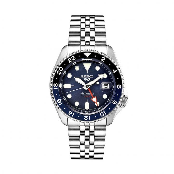 Seiko 5 Sports GMT 42.5mm Watch, Navy Blue Dial