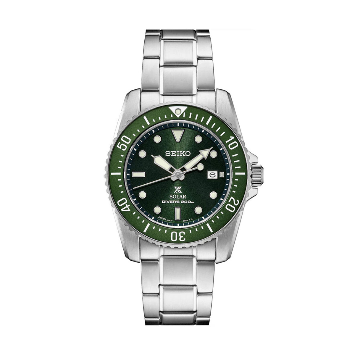 Seiko Prospex Solar Diver's 38.5mm Watch, Green Dial