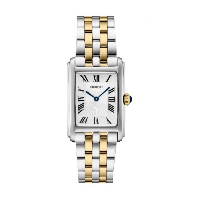 Seiko Essentials 33mm Watch, White Dial and Mixed Metal Bracelet