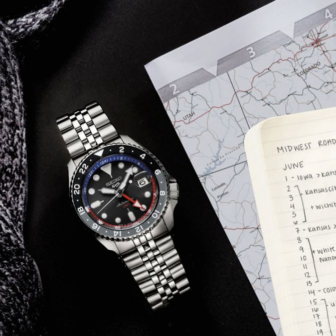 Seiko 5 Sports SKX GMT 42.5mm Men s Watch Charcoal Dial SSK019 Borsheims