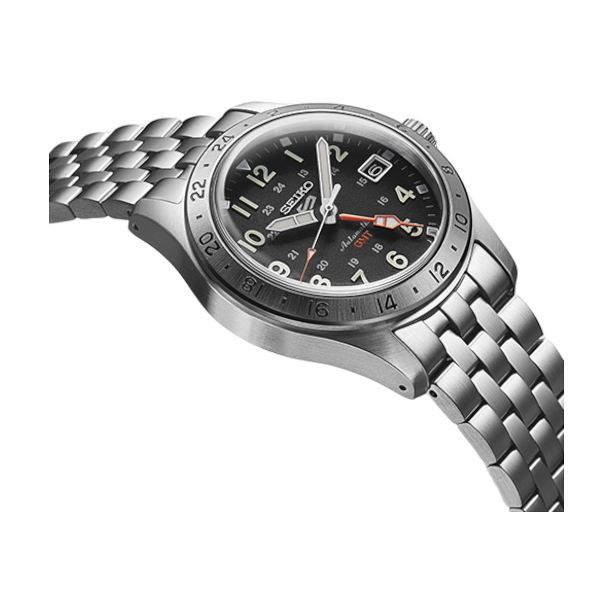 Seiko GMT 5 Sports Field Series 39.4mm Men's Watch, Black Dial