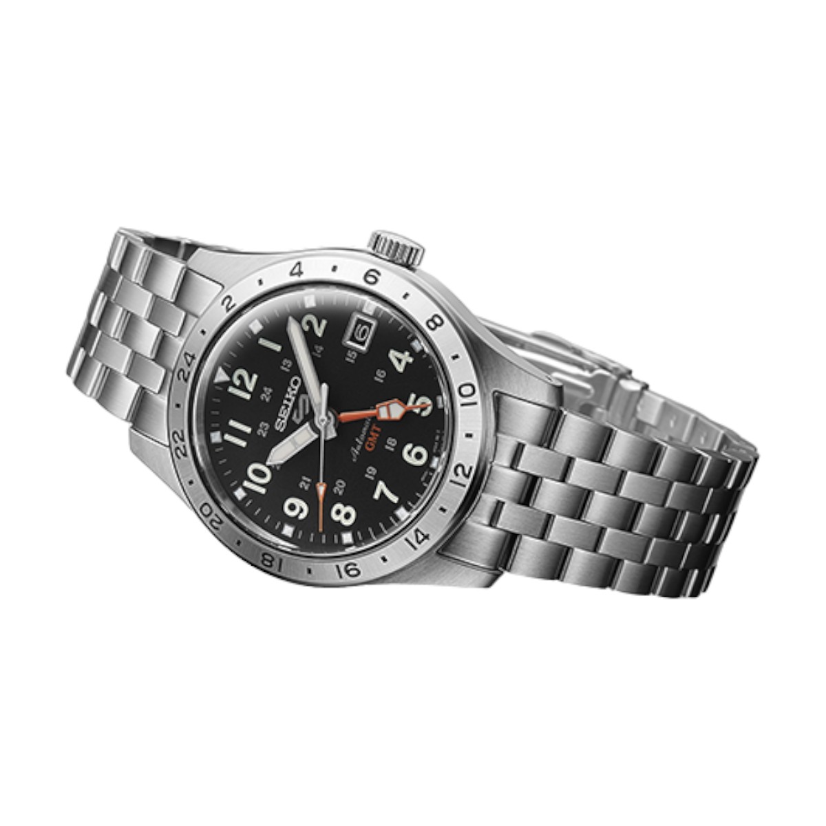 Seiko GMT 5 Sports Field Series 39.4mm Men's Watch, Black Dial