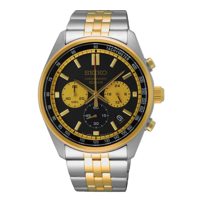 Seiko Essentials Chronograph 41.5m Men's Watch, Black Dial