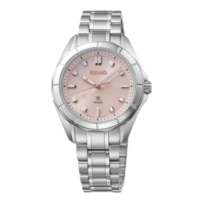 Seiko Prospex 34mm Women's Watch, Pale Pink Dial