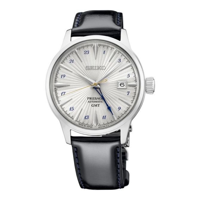 Seiko Presage Cocktail Time GMT 40.5mm Men's Watch, Silver Dial