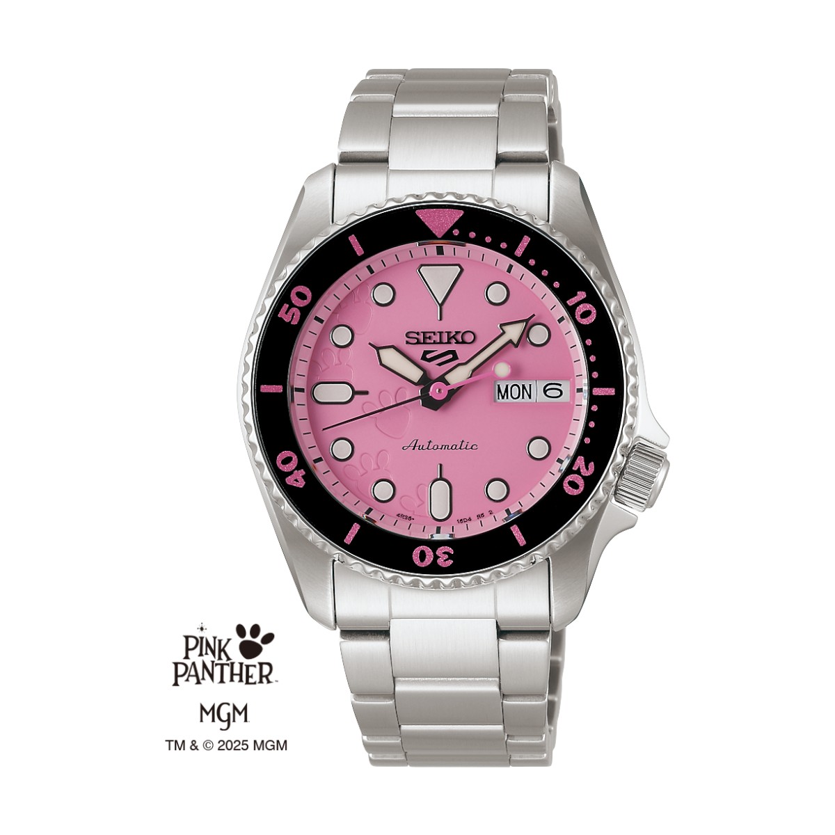 Seiko 5 Sports Pink Panther Limited Edition 38mm Watch, Pink Dial