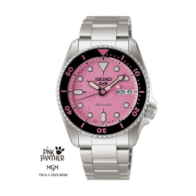 Seiko 5 Sports Pink Panther Limited Edition 38mm Watch, Pink Dial