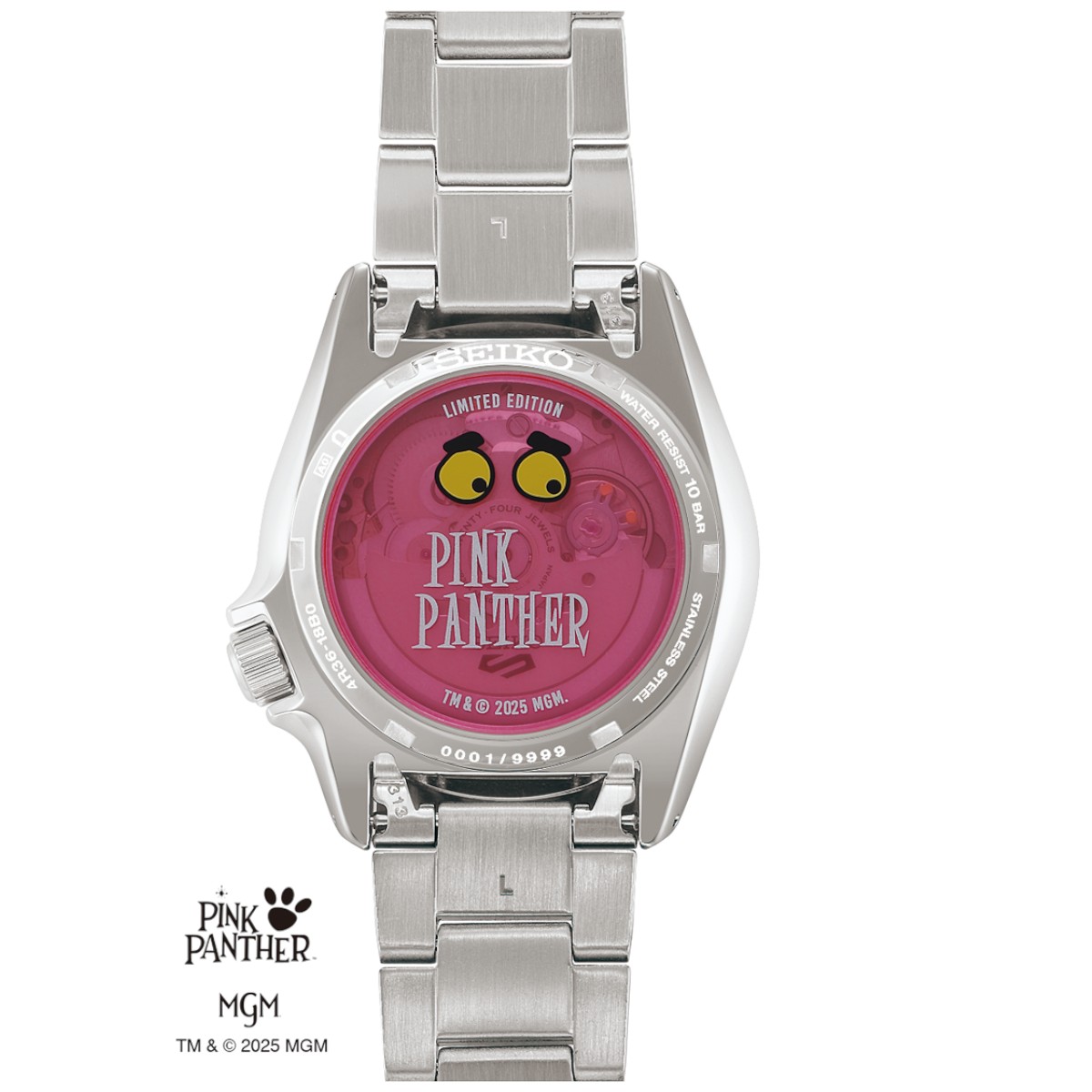 Seiko 5 Sports Pink Panther Limited Edition 38mm Watch, Pink Dial