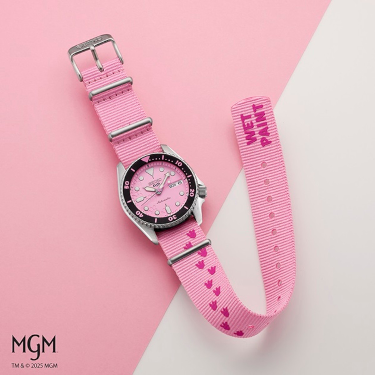 Seiko 5 Sports Pink Panther Limited Edition 38mm Watch, Pink Dial