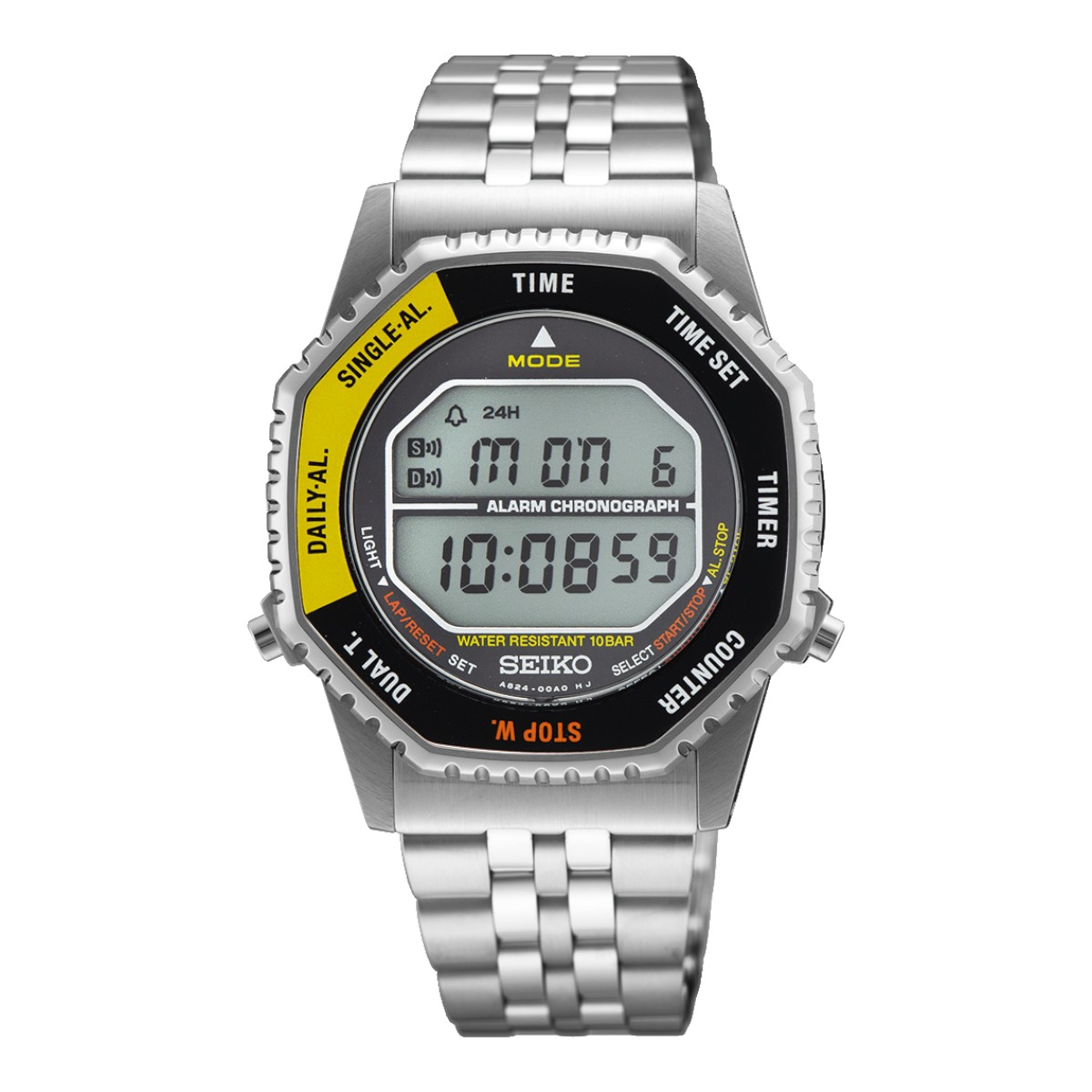 Seiko Essentials Digital 37mm Men's Watch, Yellow and Digital Dial