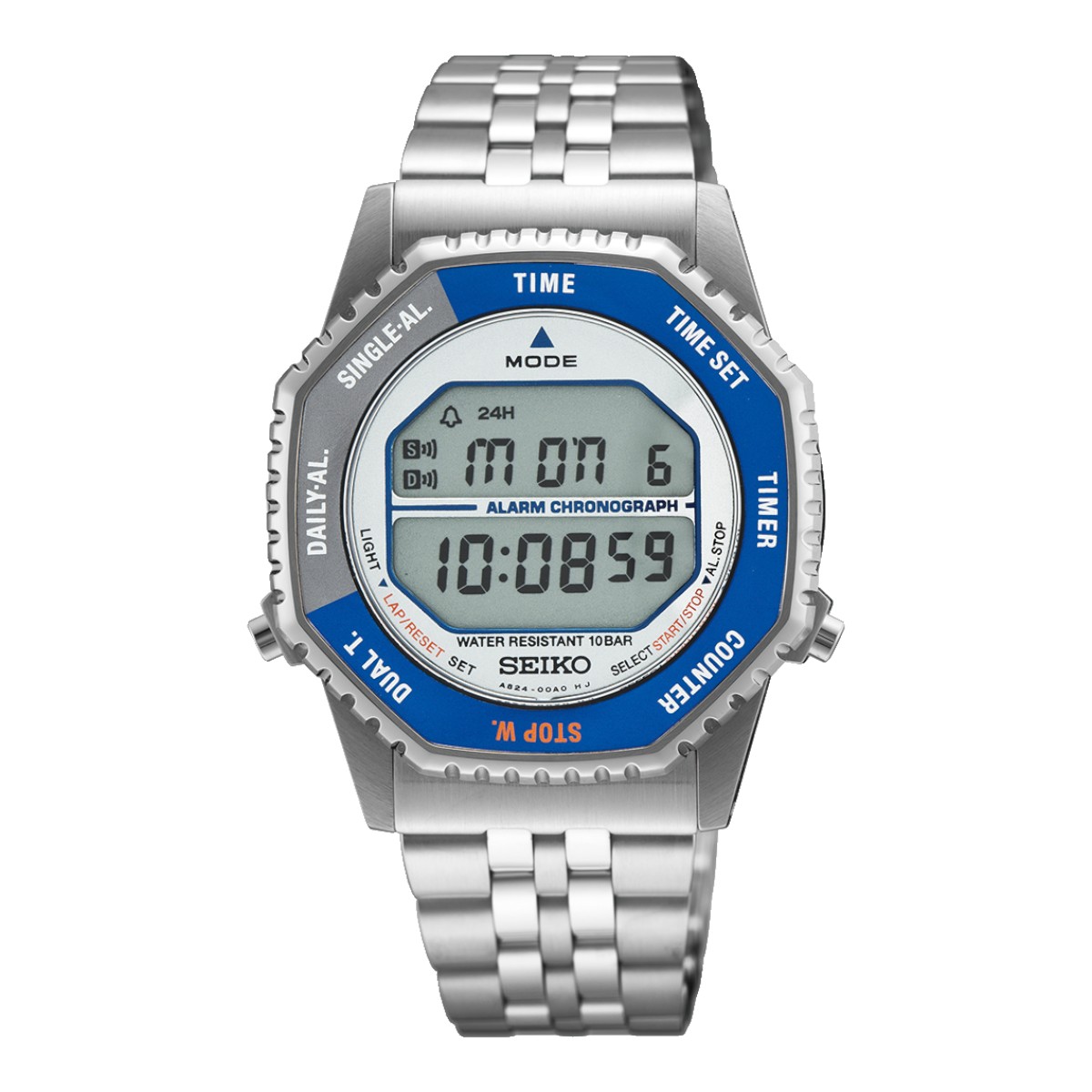 Seiko Essentials Digital 37mm Men's Watch, Blue and Digital Dial