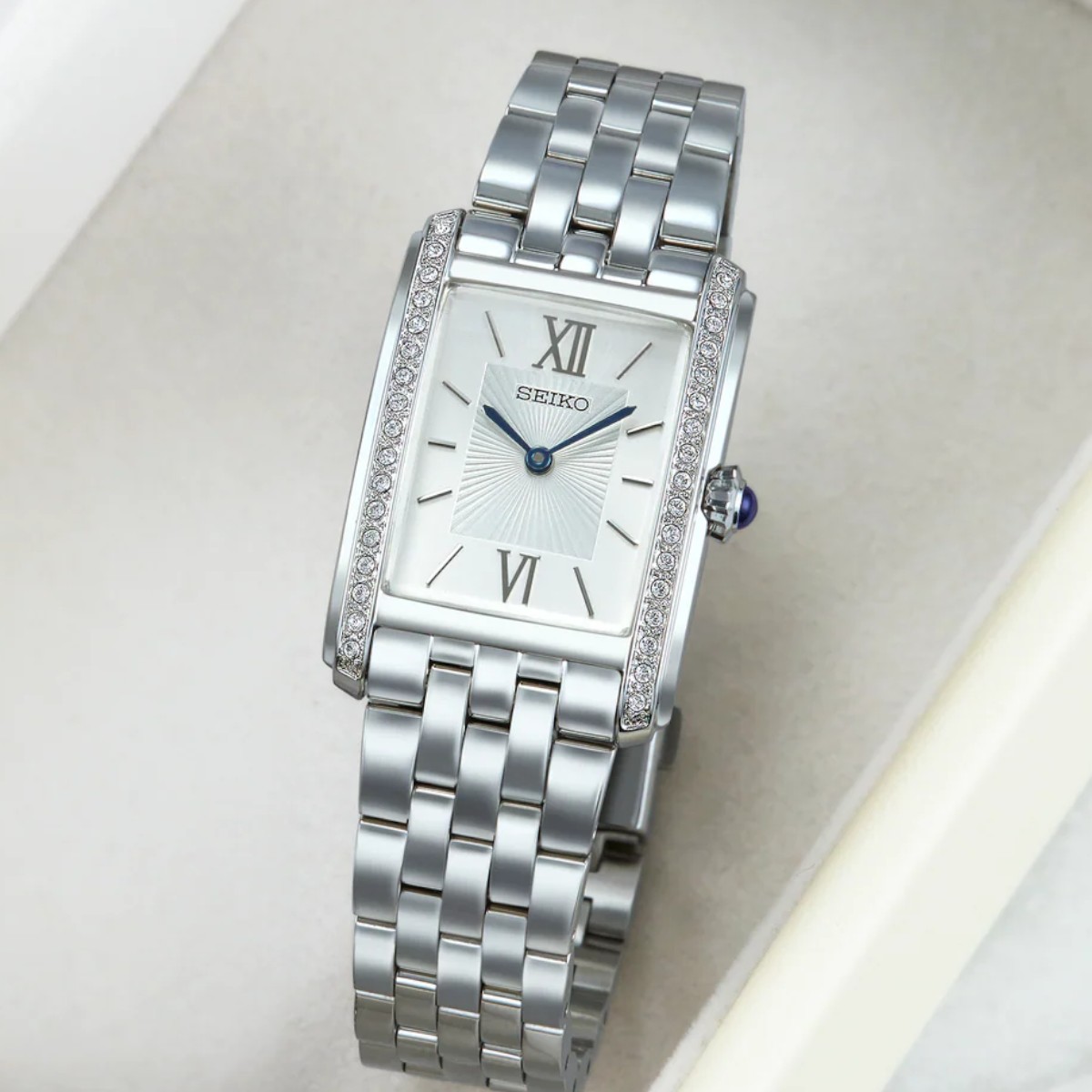 Seiko Essentials 22.7mm Women's Watch, Silver Crystal Dial