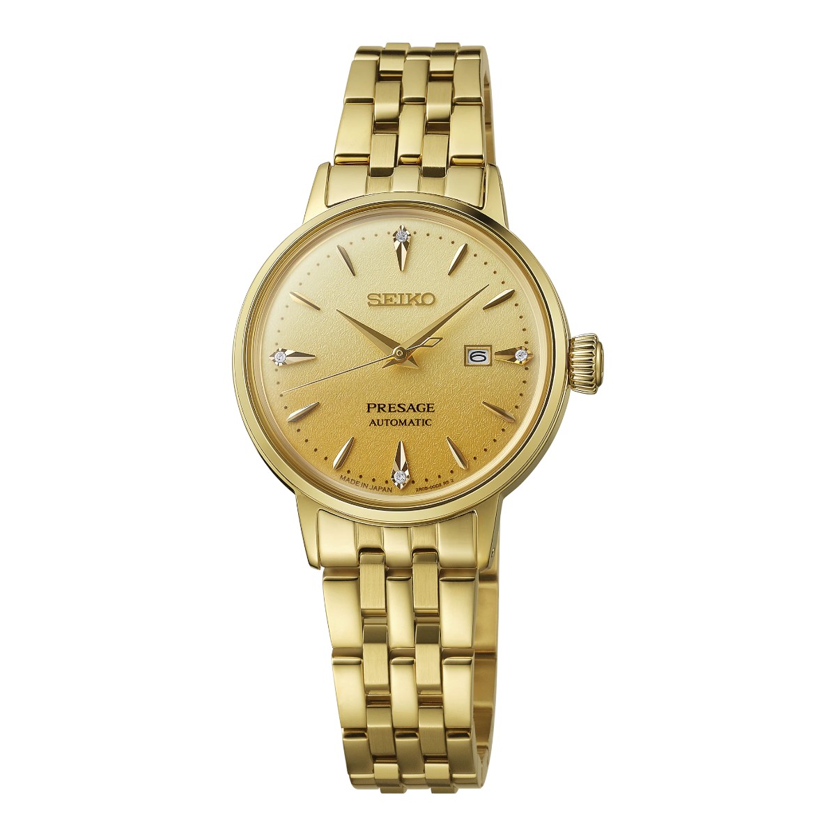 Seiko Presage 30.1mm Women's Watch, Golden Pattern Dial