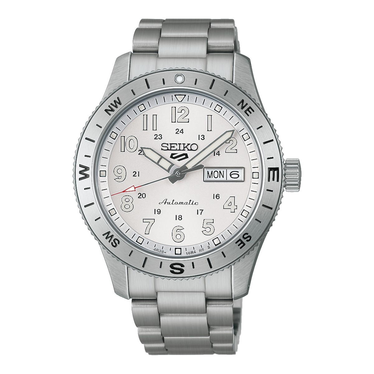 Seiko 5 Sports Field 41mm Men's Watch, Silver White Dial