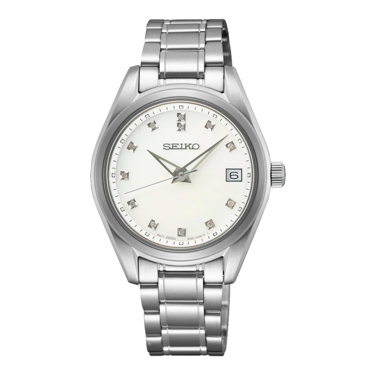 Seiko Diamond 32mm Women's Watch, White Mother of Pearl Dial