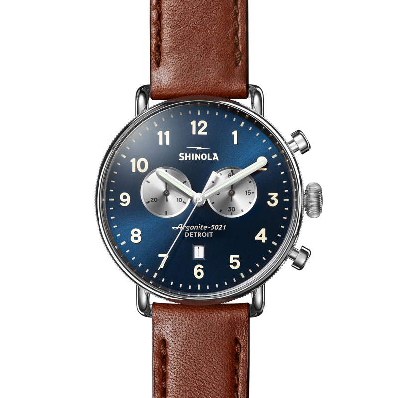 Shinola Canfield 43mm Watch, Blue Dial