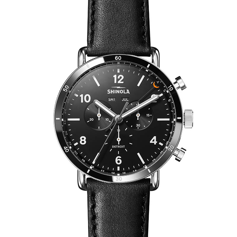 Shinola Canfield Sport 45mm Watch, Black Dial