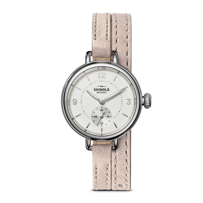 Shinola Birdy 34mm Watch, Ivory Dial with Soft Blush Strap