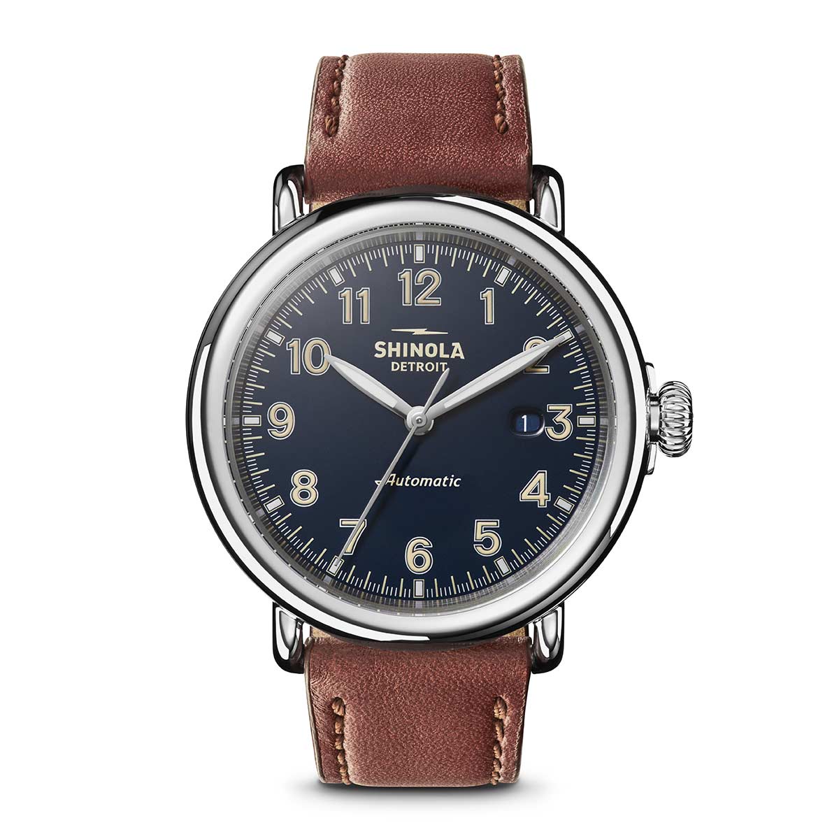 Shinola Runwell 45mm Automatic Men's Watch, Midnight Blue and Tan Dial